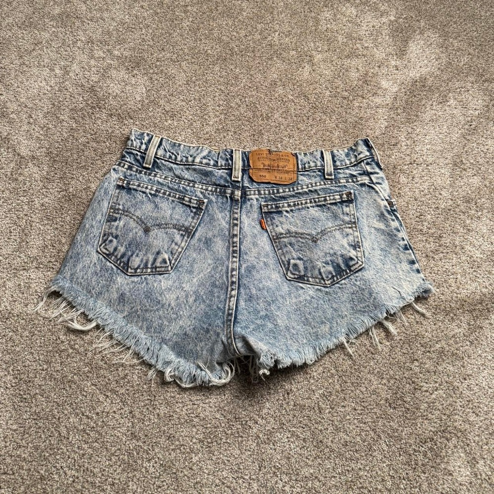 VINTAGE 80s LEVI'S ORANGE TAB ACID WASH JEAN SHORTS